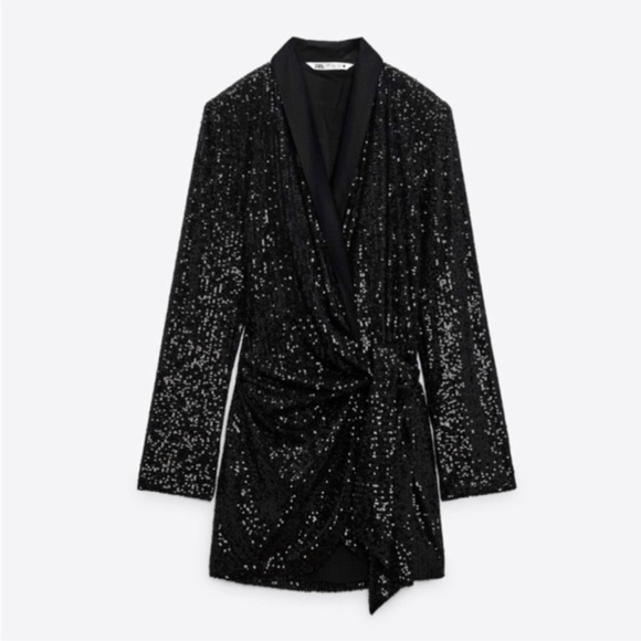 ZARA SEQUIN WRAP DRESS SIZE MEDIUM - Picture 12 of 14